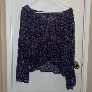 Aeropostale Floral Paisley Cropped Blouse